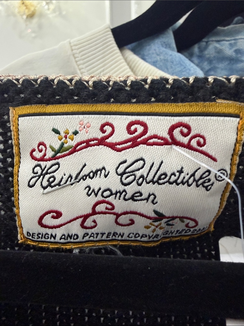 Black Floral Embroidered Open-Front Cardigan Sweater - Picture 2 of 3